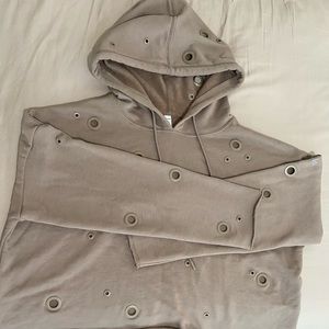 ALO Yoga Grommet Tan Hole Hoodie - Workout Throw On- Size Medium